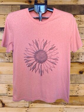 Bella + Canvas, Sunflower Graphic Tee, Large, Boho, Heather Sunset Orange